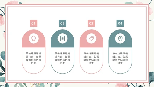 粉色花卉小清新文艺PPT模板