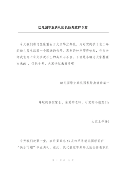 幼儿园毕业典礼园长经典致辞5篇.docx