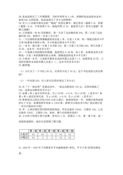 六年级小升初数学应用题50道【考点精练】.docx