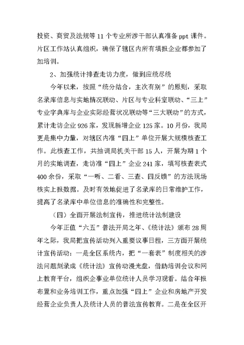 区统计局工作汇报