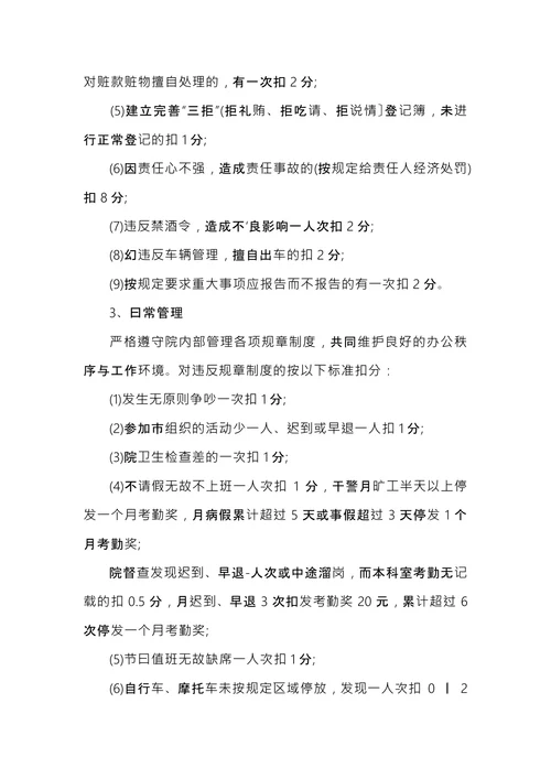 部门绩效考核细则