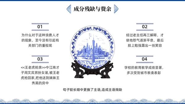 蓝色青花瓷中国风语文高考病句专题说课PPT课件