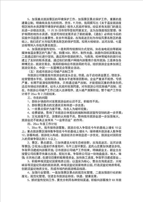 XXX市旅游局年度工作总结