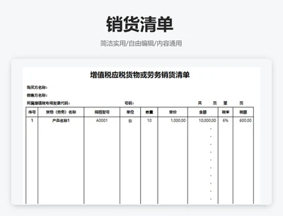 通用销货清单（一式三联）