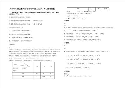 2020年安徽省滁州市九梓中学高三化学月考试题含解析