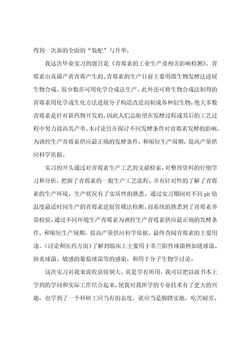 大四毕业生实习总结