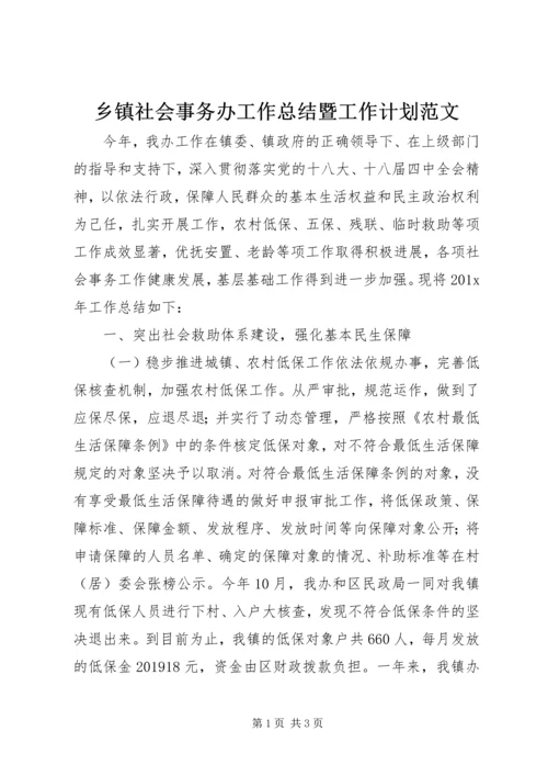 乡镇社会事务办工作总结暨工作计划范文.docx