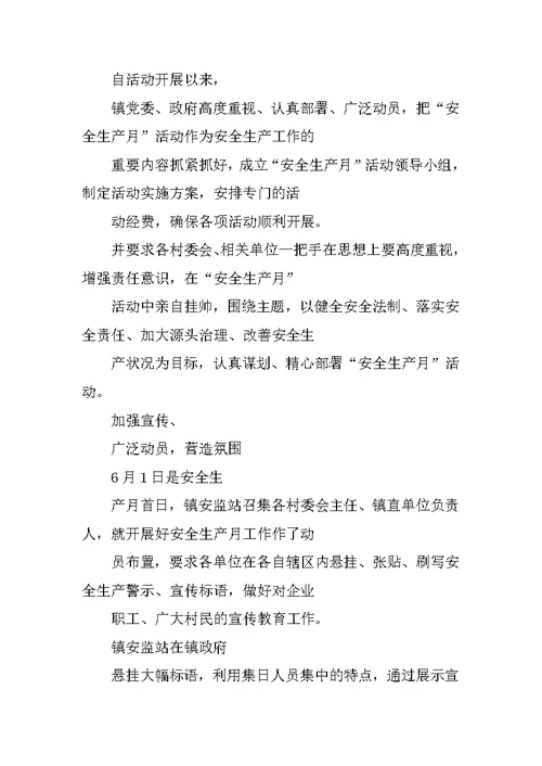乡镇XX安全生产月活动总结(共10篇)