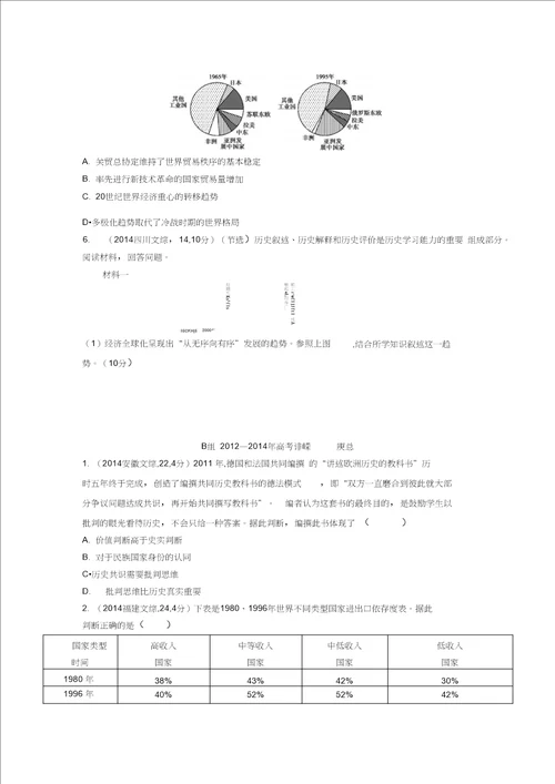 高考历史一轮复习专题十二第33讲二战后资本主义世界经济体系的形成与经济全球化的世界