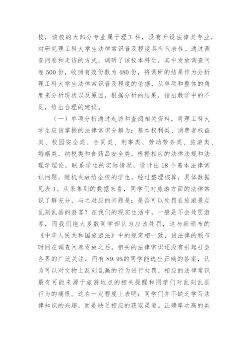 浅谈理工科大学生法律常识现状综述论文.docx