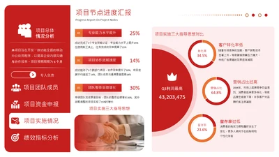 红色商务风数据分析图表页
