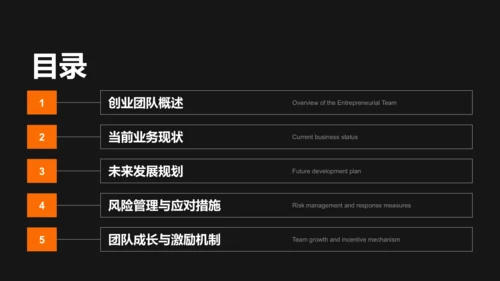 橙色商务风创业团队与未来规划PPT模板