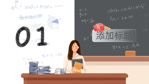 卡通黑板风暑假班招生啦通用PPT模板