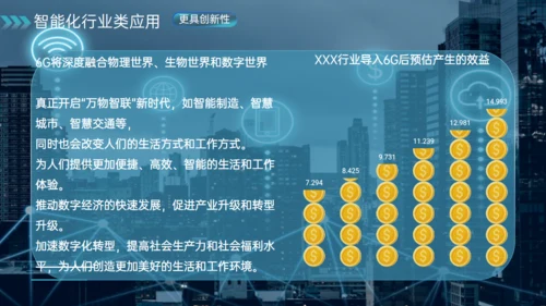 蓝色科技风6G深度融合万物智联通用PPT模板