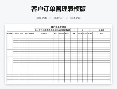 客户订单管理表模版