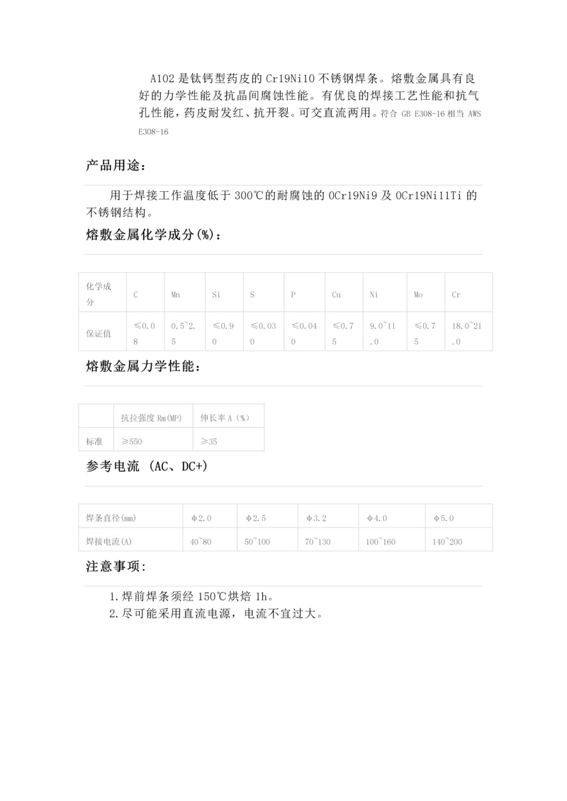 压力容器焊接常用焊条型号及参数.docx