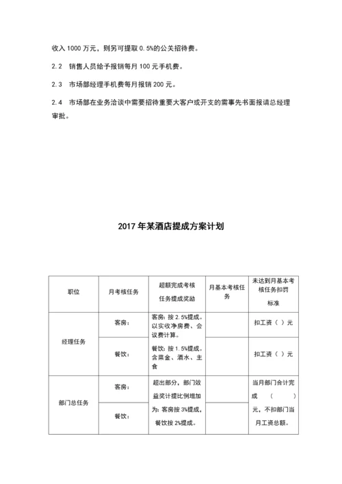 各酒店销售提成方案.docx