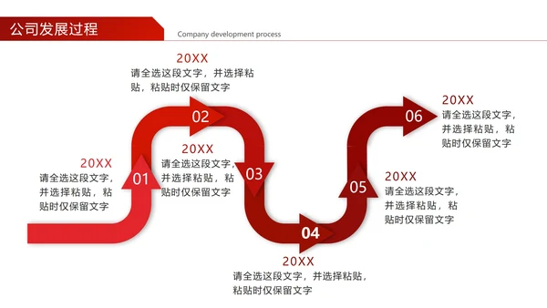 红色几何公司发展过程PPT模板