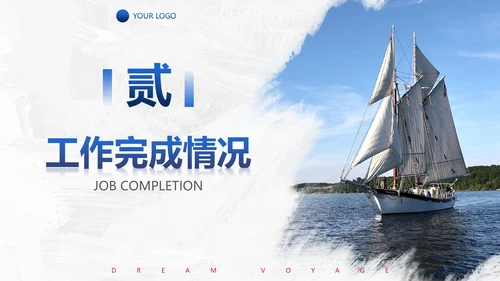 实景帆船励志筑梦远航年终工作总结PPT模板