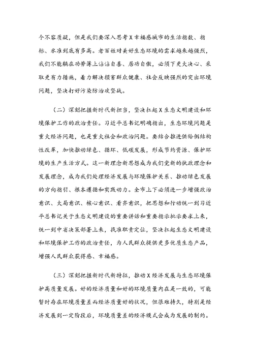 在全市环境保护工作会议上的讲话范文