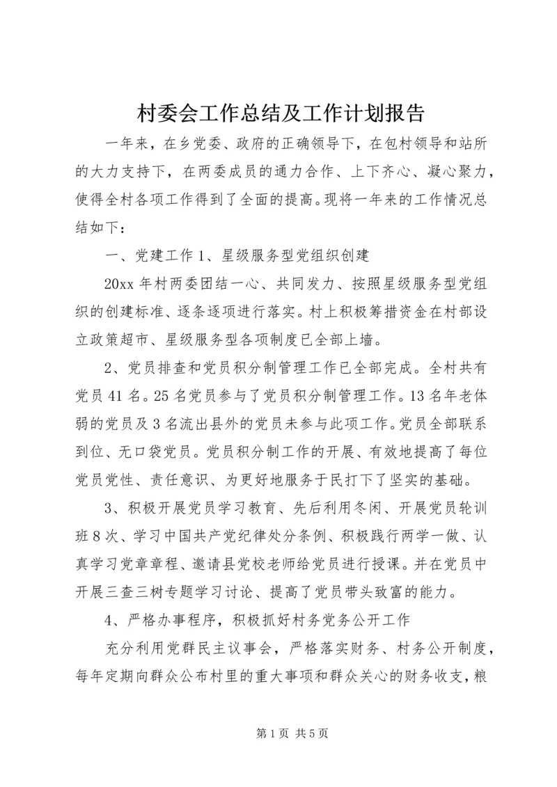 村委会工作总结及工作计划报告.docx