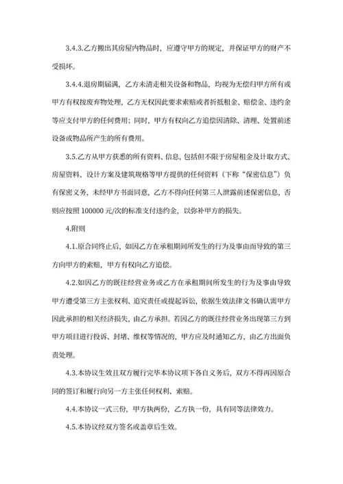 租赁合同终止协议书