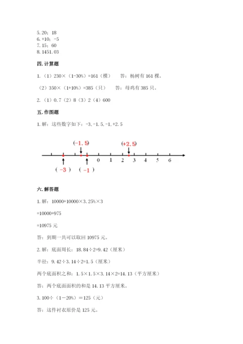 北京版六年级下册数学期末测试卷附答案【模拟题】.docx