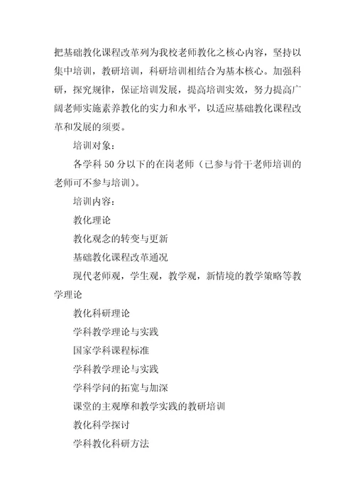 教师培训方案通用5篇1