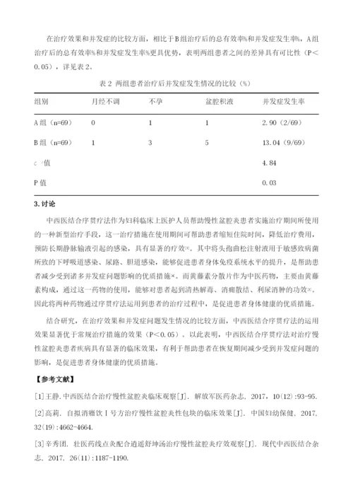 中西医结合序贯疗法对治疗慢性盆腔炎的效果观察.docx