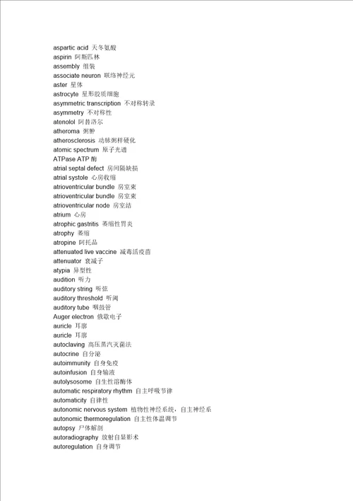 常用医学专业英语词汇
