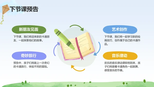 绿色卡通风可爱卡通幼儿园通用模板PPT模板