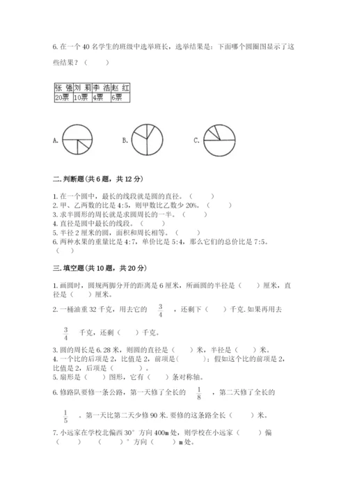 2022年人教版六年级上册数学期末测试卷精选答案.docx