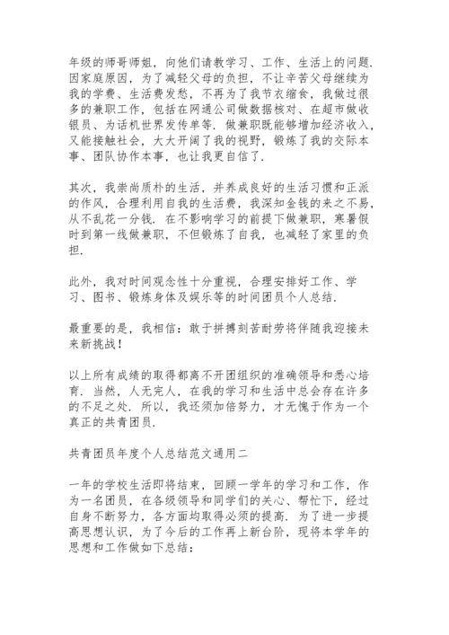 共青团员年度个人总结范文通用.docx