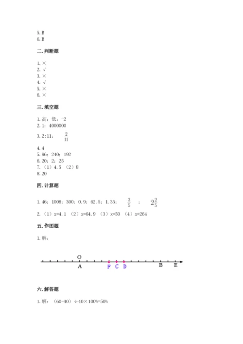 人教版六年级下册数学期末测试卷含答案（新）.docx