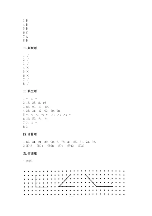 小学二年级上册数学期中测试卷精品（突破训练）.docx