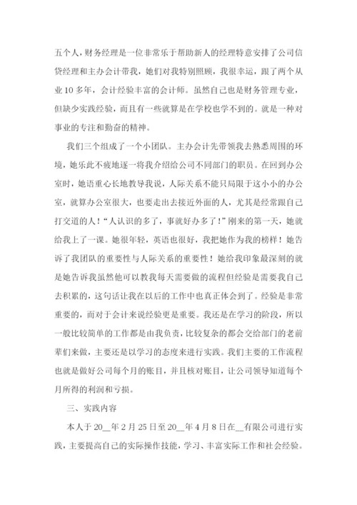 高校会计专业实践报告五篇.docx