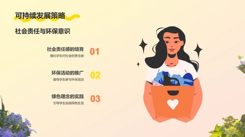 橙色插画风毕业季PPT模板