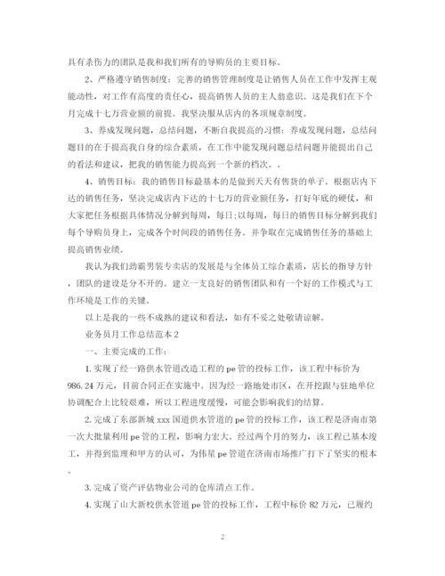 精编之业务员月工作总结范本2.docx