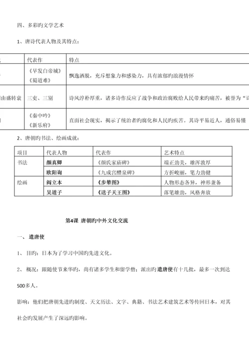 2023年人教新版七年级下册历史知识点归纳优质资料.docx