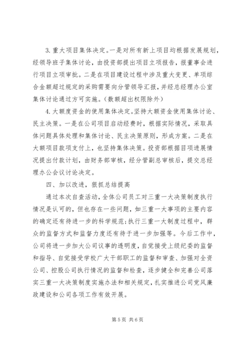 国企三重一大自查报告20XX年范文.docx