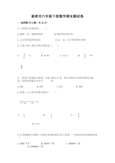 新密市六年级下册数学期末测试卷精选.docx