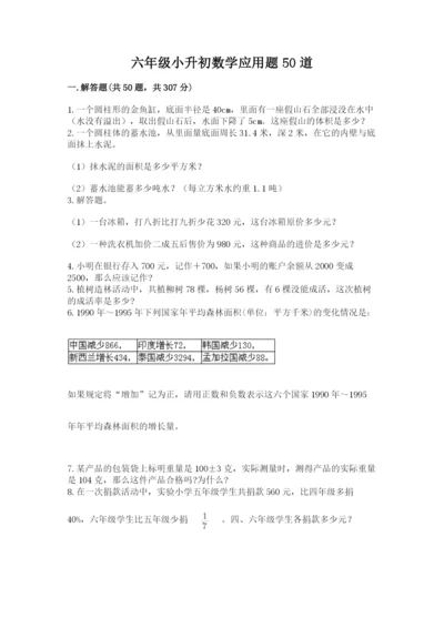 六年级小升初数学应用题50道附参考答案（突破训练）.docx