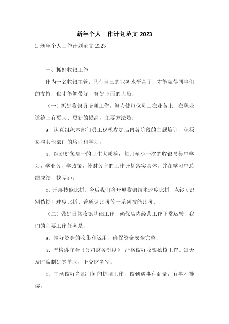 新年个人工作计划范文2023.docx