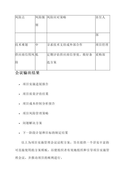 项目实施管理会议议程方案