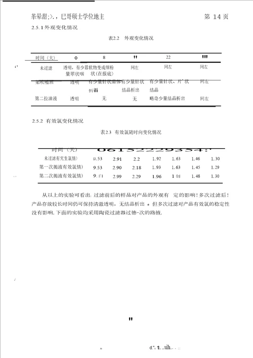 次氯酸钠溶液体系稳定性研究