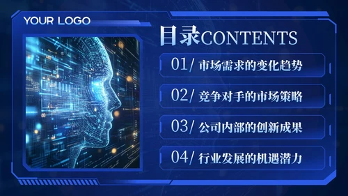 蓝色科技风智能互联行业趋势202X年度行业趋势报告年终总结PPT模板