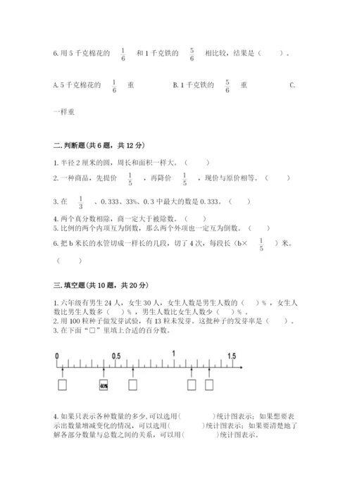 人教版六年级上册数学期末测试卷附答案【名师推荐】.docx