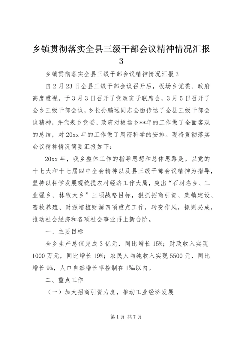 乡镇贯彻落实全县三级干部会议精神情况汇报3.docx