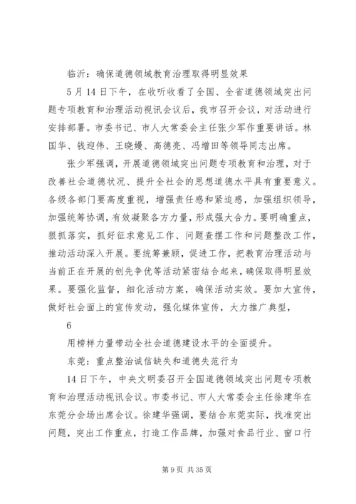 各地落实全国道德领域突出问题专项教育和治理视讯会议精神.docx