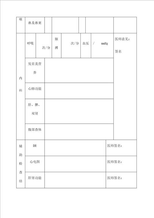 个人健康体检表